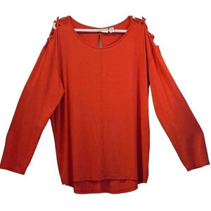 Zenergy By Chico's Womens 3 US16/XL Orange Cut Out Shoulder Top